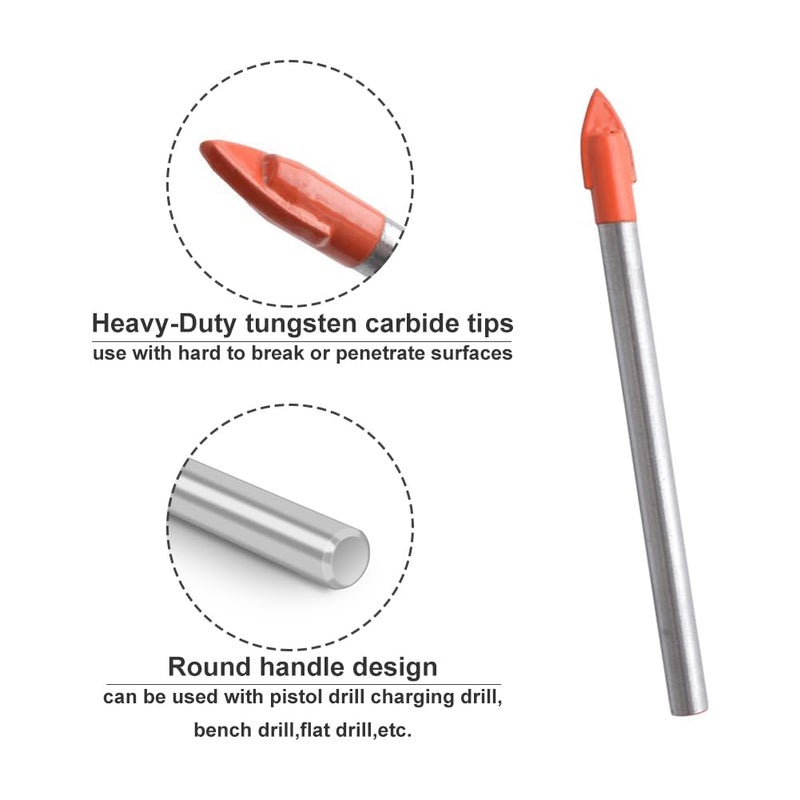 Gunpla 10Pcs Multi-Material Drill Bits Set, Cemented Carbide Masonry Drill Bits for Glass, Plastic, Tile, Concrete, Brick, Wall, Wood and Brick Wall 6mm - Image 3