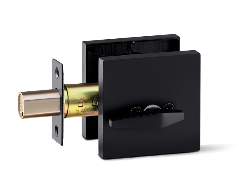 Berlin Modisch Single Cylinder Deadbolt Lock Slim Square For Front Door Modern Contemporary High Security Heavy Duty - Iron Black Finish - Image 3