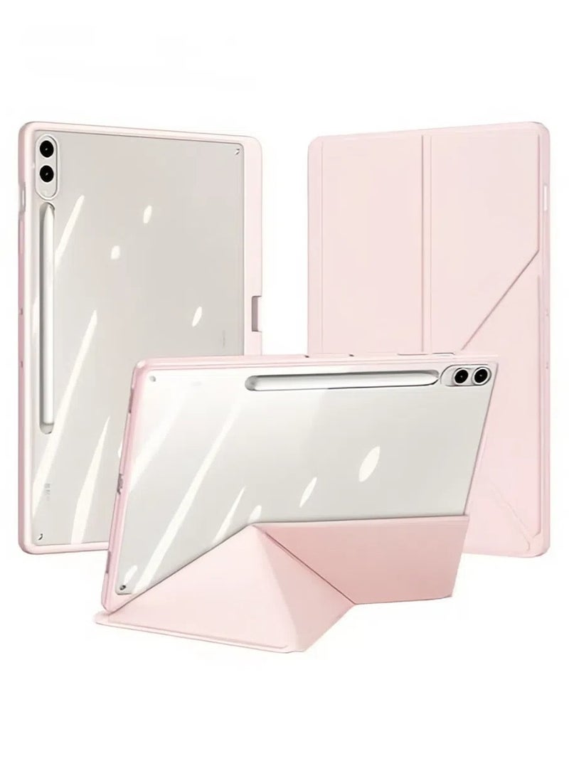 قذيفة خلفي شفافة متوافقة مع جهاز Samsung Galaxy Tab S10 Plus / Tab S10+ بحجم 12.4 بوصة (2024) | غطاء مفصلي ذكي بتأقلم مغناطيسي وغطاء خلفي ناعم من TPU مع إيقاف واستئناف النوم التلقائي.