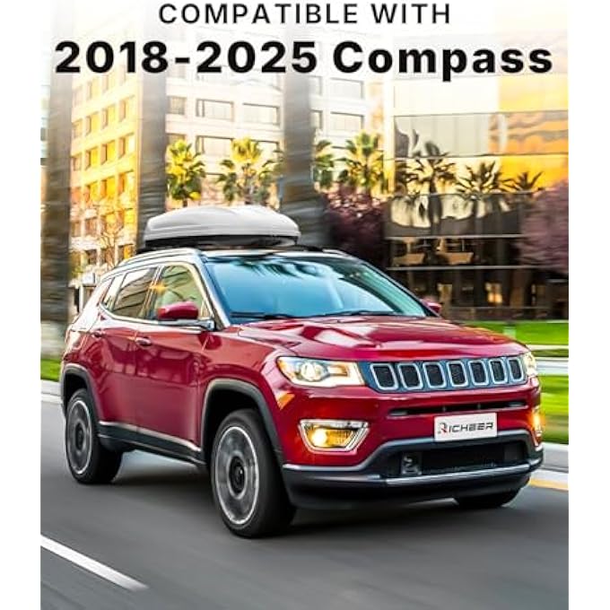 rayihni حامل سقف قضبان ألومنيوم متقاطعة لسيارة كومباس 2018-2024 مع قضبان جانبية، رفوف حمولة سقف، حقيبة قوارب كانو وكاياك ودراجة هوائية - Image 3