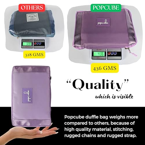 POPCUBE Premium Foldable Duffle Bag for Travel for Women-Folding Bags for Travelling-Travel Bag for Women-Multipurpose Foldable Bags for Travelling. (Style 1, Purple) - Image 5