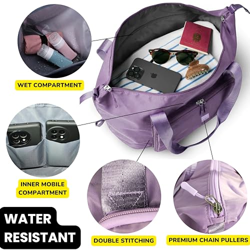 POPCUBE Premium Foldable Duffle Bag for Travel for Women-Folding Bags for Travelling-Travel Bag for Women-Multipurpose Foldable Bags for Travelling. (Style 1, Purple) - Image 3