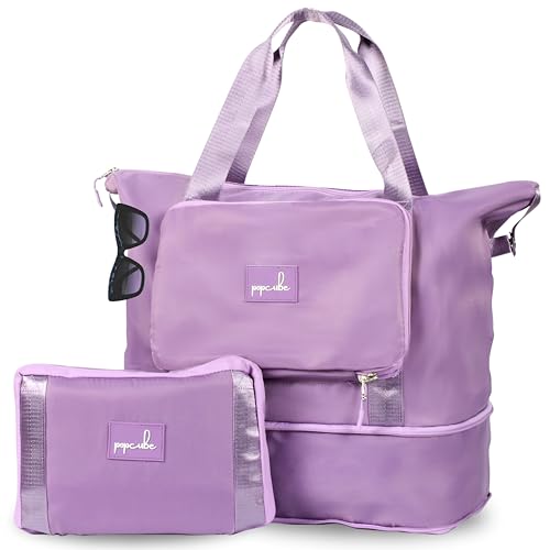 POPCUBE Premium Foldable Duffle Bag for Travel for Women-Folding Bags for Travelling-Travel Bag for Women-Multipurpose Foldable Bags for Travelling. (Style 1, Purple) - Image 1