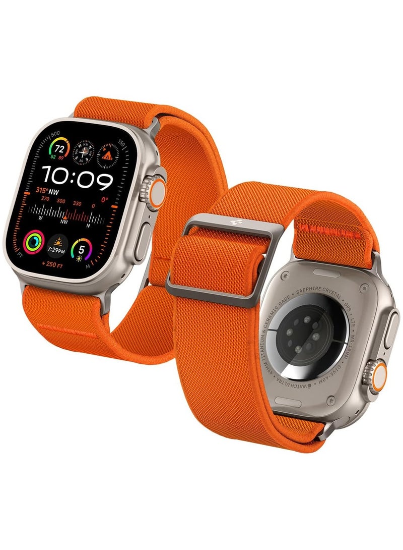 Spigen Lite Fit Ultra Band for Apple Watch Band for Apple Watch Ultra 3/2/1 (49mm), Series 11/10 (46mm),Series 9/8/7 (45mm), Series SE2/6/SE/5/4 (44mm) and Series 3/2/1 (42mm) Nylon Solo Loop - Orange - Image 1