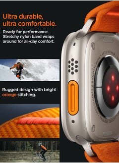 Spigen Lite Fit Ultra Band for Apple Watch Band for Apple Watch Ultra 2 / Watch Ultra (49mm), Series 8/7 (45mm), Series SE2/6/SE/5/4 (44mm) and Series 3/2/1 (42mm) Nylon Solo Loop - Orange  - Image 5