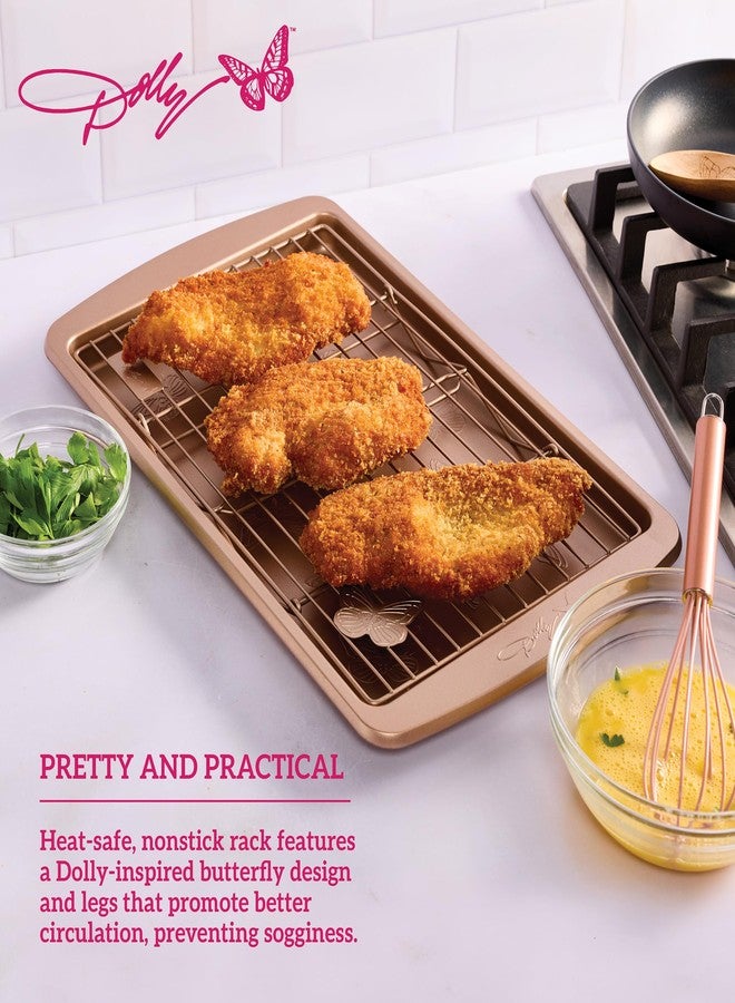 Dolly Parton Butterfly Cooling Rack in Blush - Carbon Steel Nonstick Wire Rack with Fun Dolly-Inspired Design, Collapsible Legs for Compact Storage, 10x15 Inch, Perfect for Cookies, Cakes - Image 4