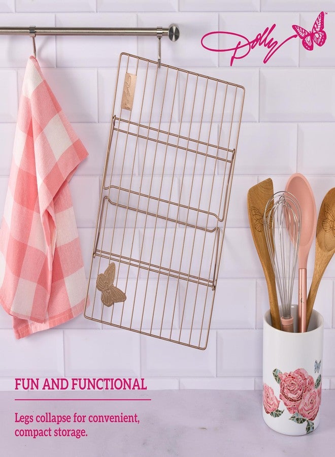 Dolly Parton Butterfly Cooling Rack in Blush - Carbon Steel Nonstick Wire Rack with Fun Dolly-Inspired Design, Collapsible Legs for Compact Storage, 10x15 Inch, Perfect for Cookies, Cakes - Image 5