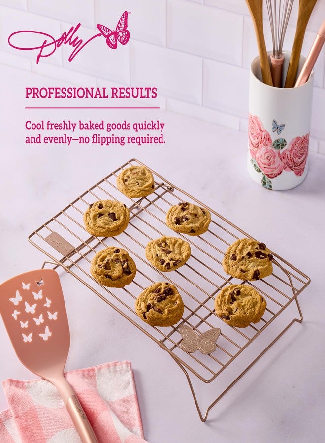 Dolly Parton Butterfly Cooling Rack in Blush - Carbon Steel Nonstick Wire Rack with Fun Dolly-Inspired Design, Collapsible Legs for Compact Storage, 10x15 Inch, Perfect for Cookies, Cakes - Image 3