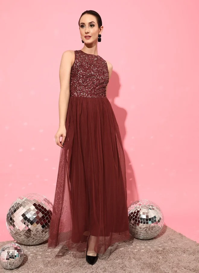 STREET 9 Burgundy Sleeveless Sheath Party Dress for Women