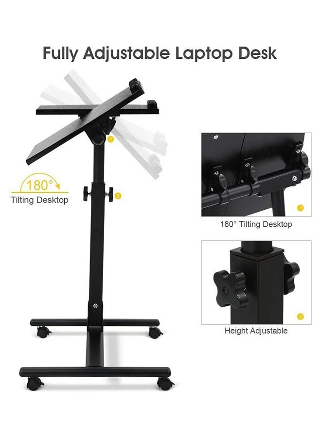 Laptop Stand Rolling Cart Black - Image 2
