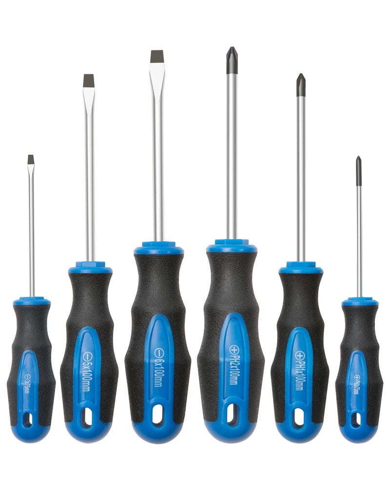 ROTATION 6PCS Magnetic Tip Screwdriver Set, 3 Phillips and 3 Flat, Professional Cushion Grip | 6-Piece Hand Tools Set - Image 1