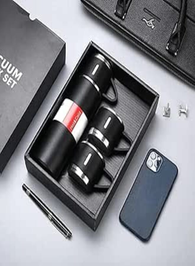 Kunya® Stainless Steel Vacuum Insulated Flask, Double Wall Thermal Bottle with Lid 3 Mug for Hot & Cold Drink Water, Tea, Coffee, Travel Mug Thermos (500 ML) Assorted Colour