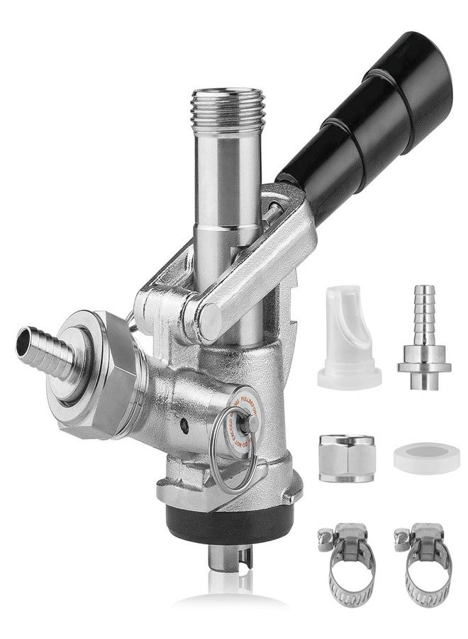 TMCRAFT وصلة برميل TMCRAFT، مسبار من الفولاذ المقاوم للصدأ، جسم نحاسي، وصلة صنبور برميل Sankey لنظام S لخط بيرة بقطر داخلي 5/16 بوصة، أنبوب تخمير غازي مع صمام عدم رجوع، حلقة مانعة للتسرب، ومشبك خرطوم - Image 1