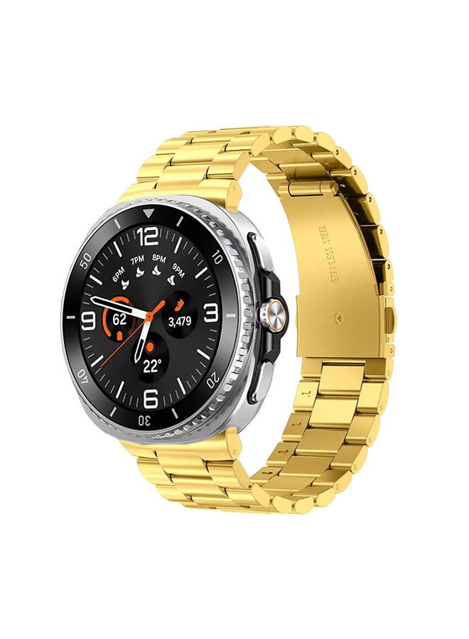 O Ozone Metal Band For Samsung Galaxy Watch 8 Band 40mm 44mm/Galaxy Watch 8 Classic 46mm, No Gap Stainless Steel Strap for Men Women- Gold - Image 1