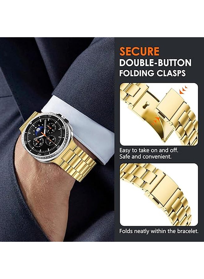 O Ozone Metal Band For Samsung Galaxy Watch 8 Band 40mm 44mm/Galaxy Watch 8 Classic 46mm, No Gap Stainless Steel Strap for Men Women- Gold - Image 4