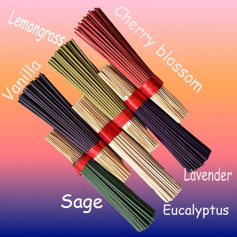 84 Pcs Handmade Bamboo Incense Sticks Flowing Clouds Combination With Sage Lemongrass Eucalyptus Lavender Cherry Blossom And Vanilla Scents Suitable For Yoga Meditation Bedroom Living Room Tea Room Office Cafe - Image 1