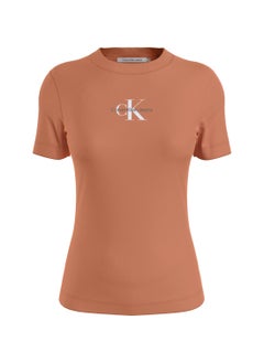 Calvin Klein Jeans Calvin Klein Jeans Women's T-Shirt - Slim fit - Casual Tops - Cotton , Orange  - Image 1