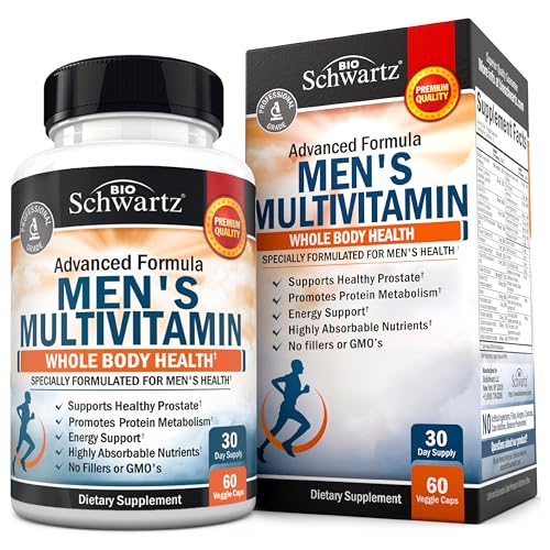 BioSchwartz Mens Multivitamin with Vitamin C A B D3 E Zinc for Immune Support Once Daily Supplement for Energy Heart Antioxidants Digestive Enzymes for Absorption Mental Clarity Focus Support 60 Ct 
