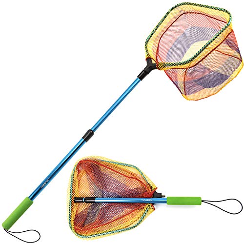 YVLEEN Kids Fishing Net for Lakes - Minnow Nets for Kids - Aluminum Collapsible Telescopic Fishing Pole Handle and Nylon Mesh Small Fishing net - Butterfly Nets for Kids Outdoor Playing - Image 1