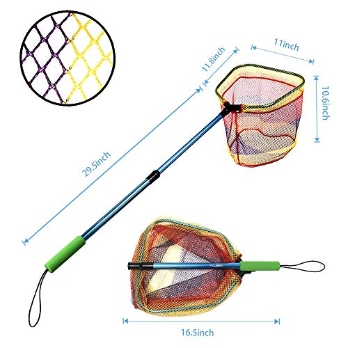 YVLEEN Kids Fishing Net for Lakes - Minnow Nets for Kids - Aluminum Collapsible Telescopic Fishing Pole Handle and Nylon Mesh Small Fishing net - Butterfly Nets for Kids Outdoor Playing - Image 4