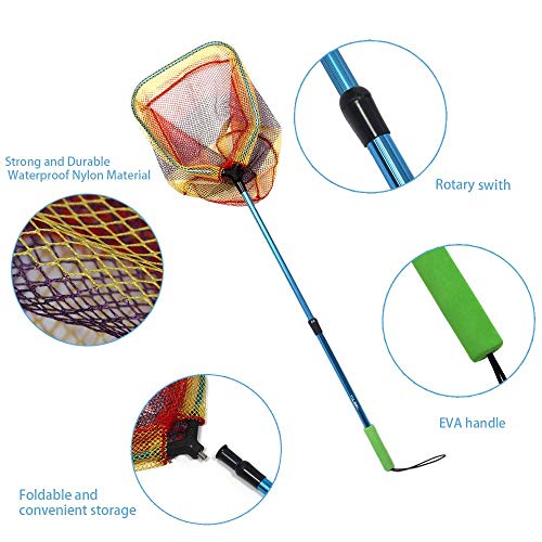 YVLEEN Kids Fishing Net for Lakes - Minnow Nets for Kids - Aluminum Collapsible Telescopic Fishing Pole Handle and Nylon Mesh Small Fishing net - Butterfly Nets for Kids Outdoor Playing - Image 3