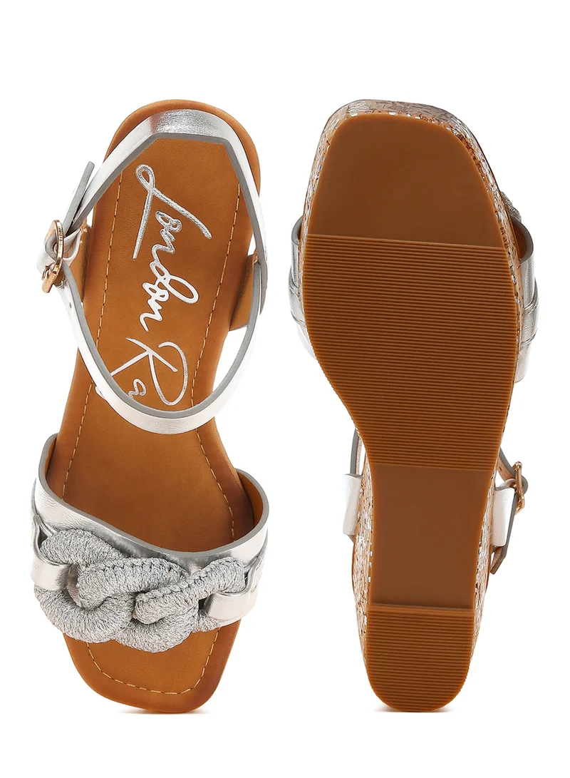 London Rag Chain Link Detail Wedge Sandals in Silver