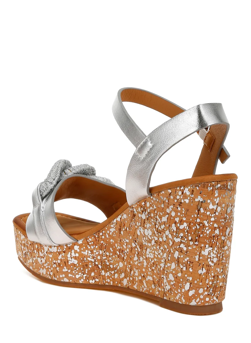 London Rag Chain Link Detail Wedge Sandals in Silver