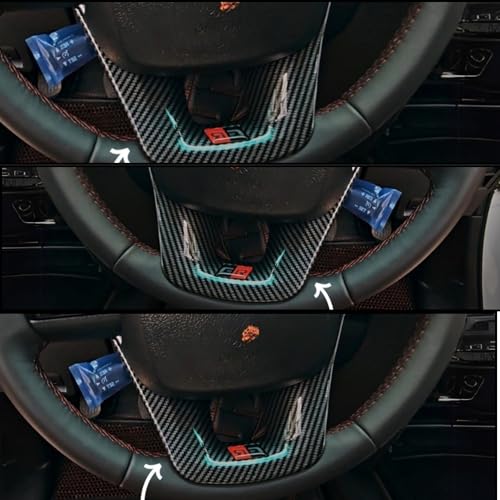 KMH Carbon Fiber GR Steering Wheel Trim Compatible with Toyota Fortuner, Hilux & Hycross 2015 Onwards - Premium Sports Car Interior Accessories, Durable Stylish Carbon Finish, Black - Pack of 1 - Image 5