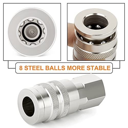 GASHER 2PCS 1/2-Inch Female Industrial Coupler, 1/2 Basic Flow Quick Connect Air Coupler - Image 2