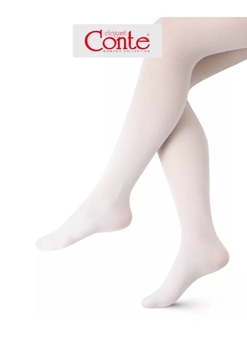 Conte Ballet Dance School Uniform Ultra Durable Nylon Tights for Girls - White 2 Pairs - Image 3