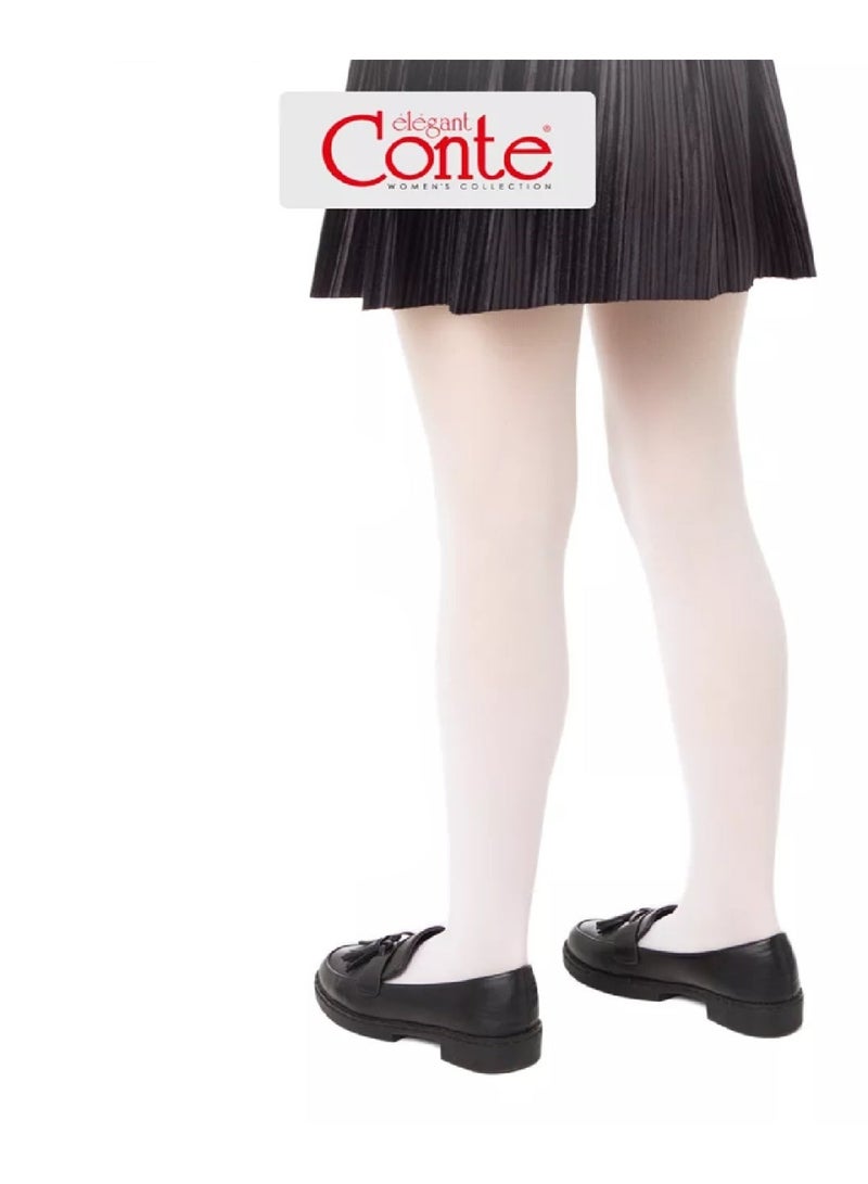 Conte Ballet Dance School Uniform Ultra Durable Nylon Tights for Girls - White 2 Pairs - Image 1