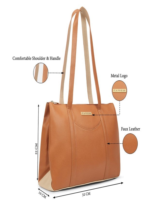 Caprese Basil Small Tote Bag for Women with Comfortable Straps | Stylish, Durable, Multi-Compartment Design for Work, Travel, Shopping | Large Capacity, Ideal for Tab & Essentials (Tan) - Image 3