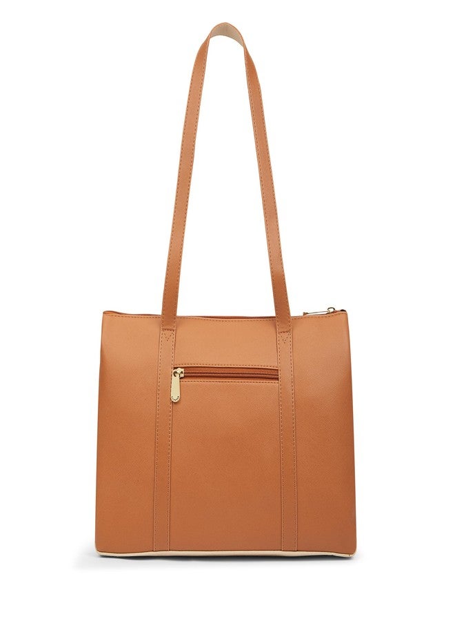 Caprese Basil Small Tote Bag for Women with Comfortable Straps | Stylish, Durable, Multi-Compartment Design for Work, Travel, Shopping | Large Capacity, Ideal for Tab & Essentials (Tan) - Image 5