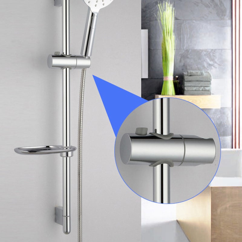 Adjustable Shower Head Holder 360 Degree Rotation Silver ABS Plastic - Durable Resin Pad Shower Head Bracket for Bathroom Shower Rail Use - Image 5