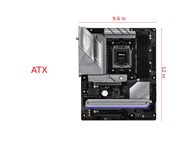 ASRock لوحة أم ASRock AMD B850 LiveMixer WiFi 7 مقبس AM5 لمعالجات Ryzen 9000/8000/7000 سلسلة DDR5 8000+ (OC) ميجاهرتز 256GB ATX M.2 SATA3 6.0 Gb/s PCIe 5.0 BIOS Flashback 1 HDMI 1 DisplayPort - Image 2