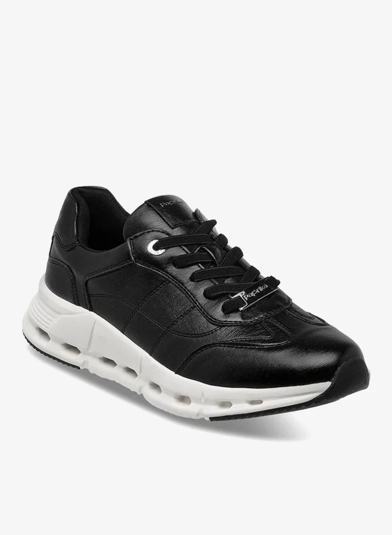 Paprika Panelled Sneakers With Lace-Up Closure