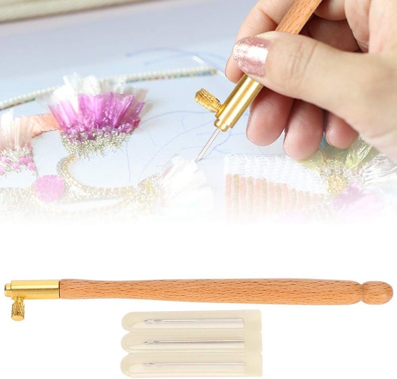 Jasol Embroidery Crochet Hooks with 3 Needles, Tambour Needle, French Crochet Embroidery Beading Tool Set, Embroidery Beading Needle Tools Sequin Beads Aari Needles (Brown Colour) - Image 2