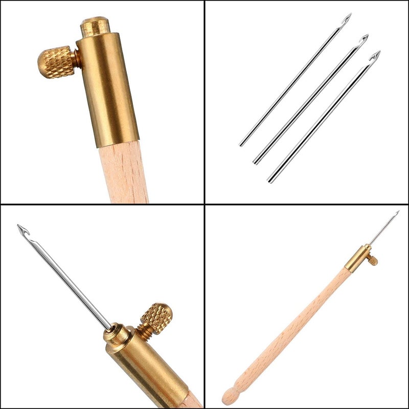 Jasol Embroidery Crochet Hooks with 3 Needles, Tambour Needle, French Crochet Embroidery Beading Tool Set, Embroidery Beading Needle Tools Sequin Beads Aari Needles (Brown Colour) - Image 5