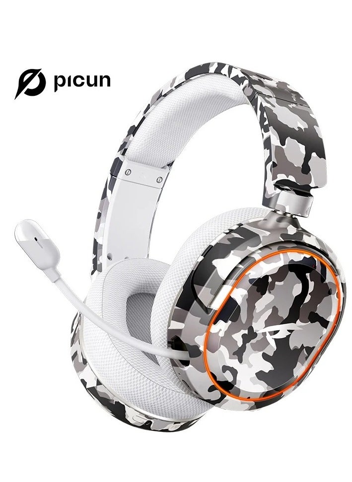 Picun - Picun UG-08S Wireless Gaming Headset, 2.4GHz Ultra-Low Latency Wireless Gaming Headphone with Noise-canceling Microphone, 7.1 Surround Sound with Immersive Experience, Glowing LED Lights, USB-C transmitter with USB-A adapter for PS5, PS4, PC - Image 1