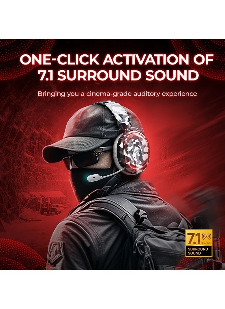 Picun - Picun UG-08S Wireless Gaming Headset, 2.4GHz Ultra-Low Latency Wireless Gaming Headphone with Noise-canceling Microphone, 7.1 Surround Sound with Immersive Experience, Glowing LED Lights, USB-C transmitter with USB-A adapter for PS5, PS4, PC - Image 1