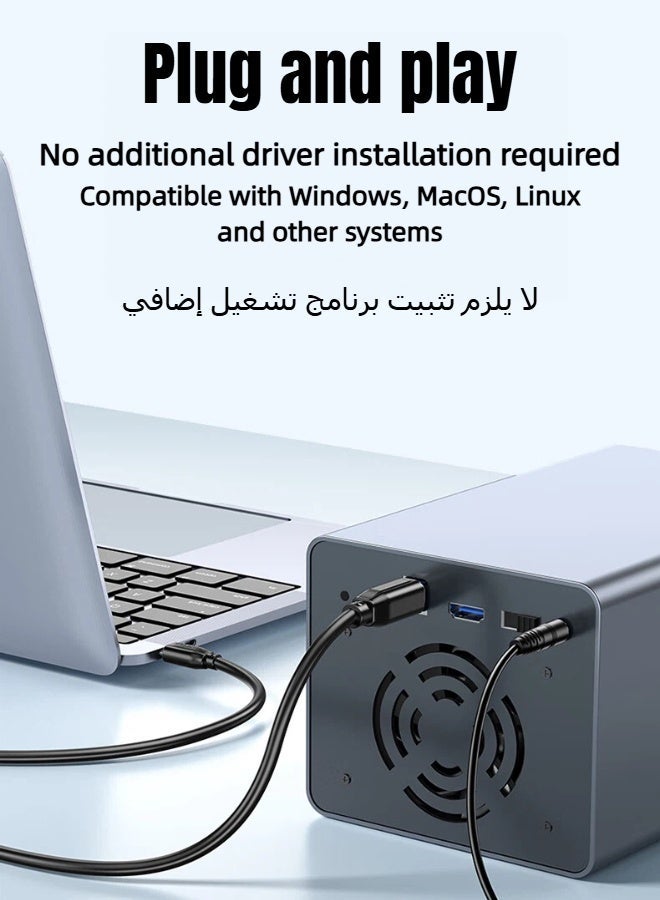 SAMZHE كابل بيانات طابعة من نوع USB-C إلى USB 2.0 Type-B بطول 3 أمتار، سلك طابعة بمنفذ مربع من النوع C، سرعة نقل عالية تصل إلى 480 ميجابت في الثانية، متوافق مع طابعات إبسون وإتش بي وكانون (أسود) - Image 4
