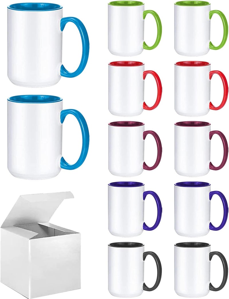 ABBSH Sublimation Mugs, 15oz, 6 Assorted Colors 12Pack - Image 1