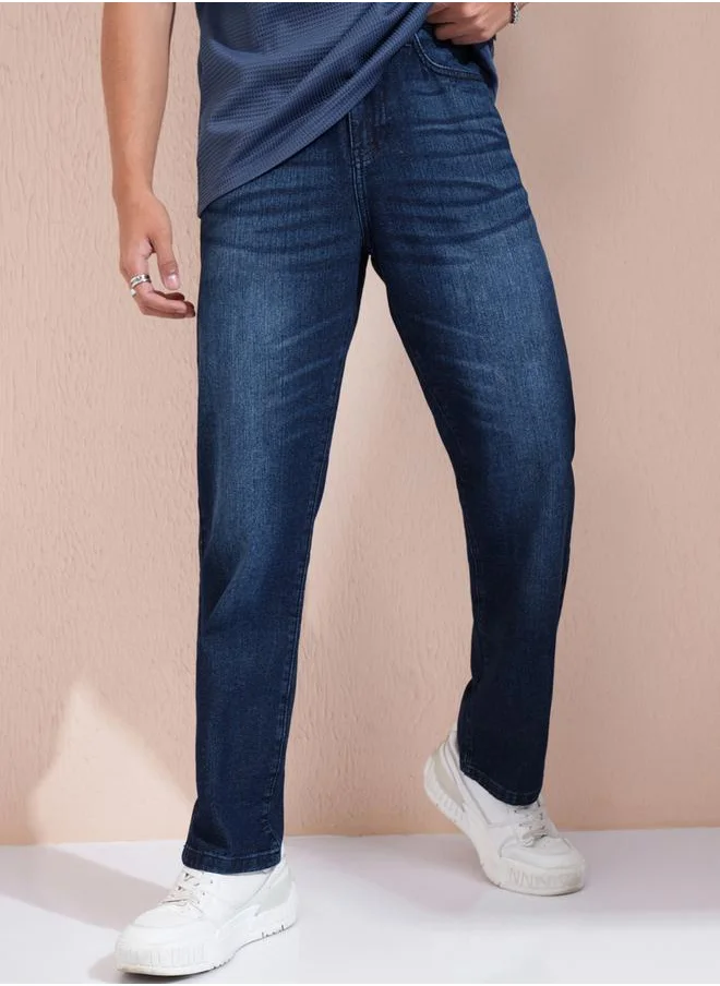 هاي لاندر Mid-Rise Straight Fit Faded Jeans