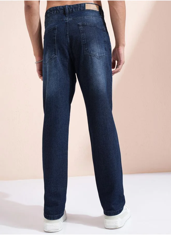 هاي لاندر Mid-Rise Straight Fit Faded Jeans