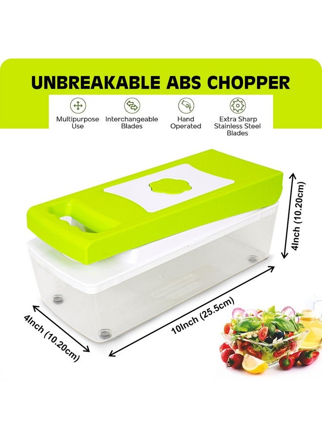 Rylan 12 in 1 Multipurpose Chopper, Fruits & Vegetable Cutters, Grater Peeler Chipser, Unbreakable Food Grade Body, Easy Push to Clean Button Slicer Dicer, Chopper for Kitchen (Green, Plastic) - Image 3