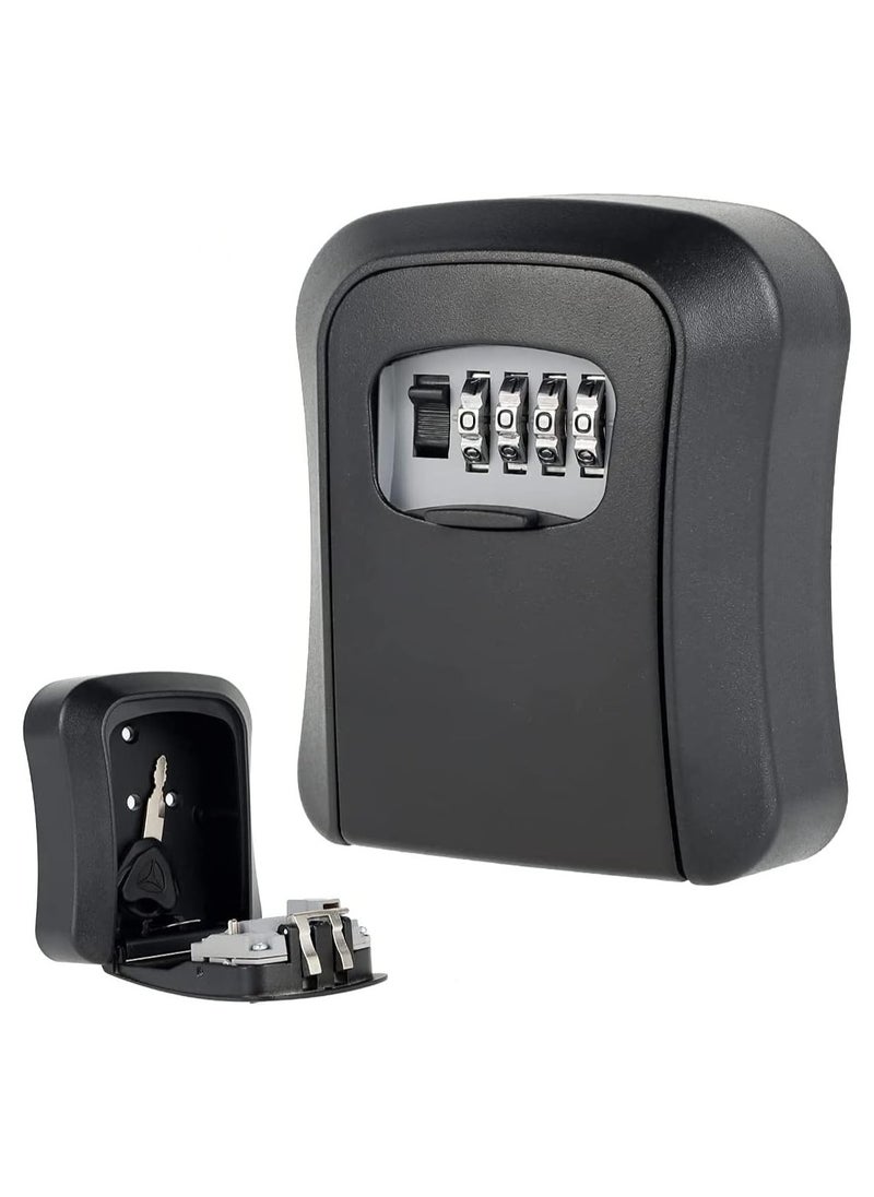 Generic Key Safe Box Code Lock-Storage Key Box Outdoor Wall Mounted Security Password Key Box 4 Combination Code Key Storage Lock Box(black)  - Image 1