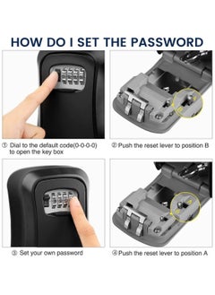 Generic Key Safe Box Code Lock-Storage Key Box Outdoor Wall Mounted Security Password Key Box 4 Combination Code Key Storage Lock Box(black)  - Image 2