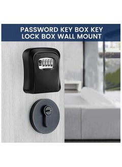 Generic Key Safe Box Code Lock-Storage Key Box Outdoor Wall Mounted Security Password Key Box 4 Combination Code Key Storage Lock Box(black)  - Image 3