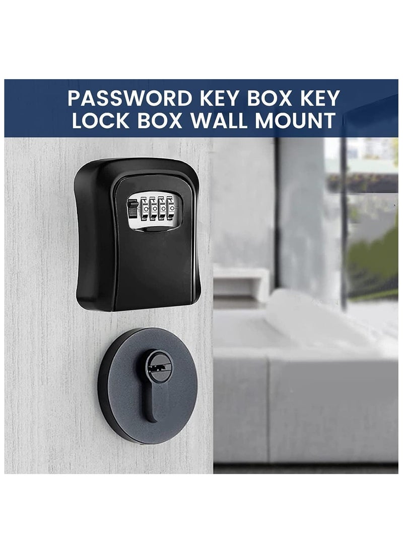 Generic Key Safe Box Code Lock-Storage Key Box Outdoor Wall Mounted Security Password Key Box 4 Combination Code Key Storage Lock Box(black)  - Image 3