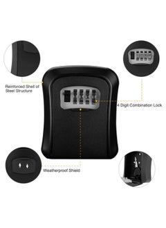 Generic Key Safe Box Code Lock-Storage Key Box Outdoor Wall Mounted Security Password Key Box 4 Combination Code Key Storage Lock Box(black)  - Image 4